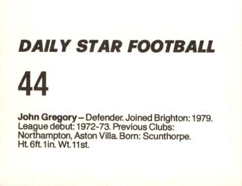 1980-81 Daily Star Football #44 John Gregory Back