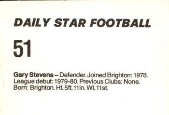 1980-81 Daily Star Football #51 Gary Stevens Back