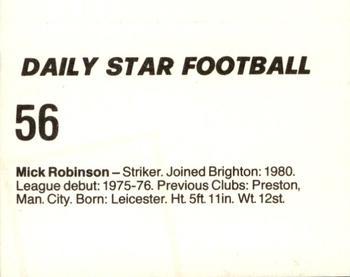 1980-81 Daily Star Football #56 Mike Robinson Back