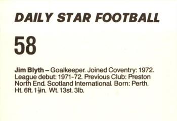 1980-81 Daily Star Football #58 Jim Blyth Back