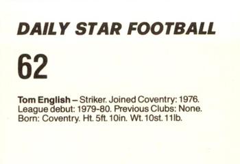 1980-81 Daily Star Football #62 Tommy English Back