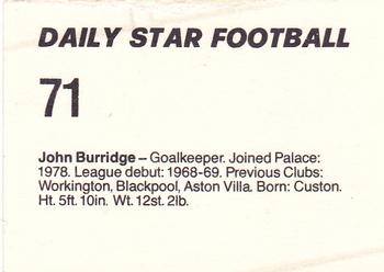 1980-81 Daily Star Football #71 John Burridge Back
