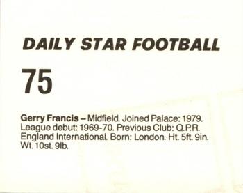 1980-81 Daily Star Football #75 Gerry Francis Back