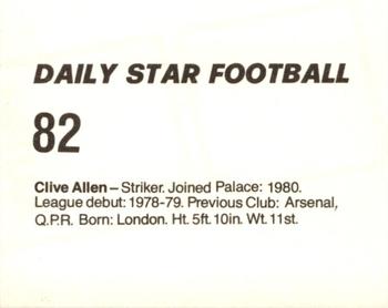 1980-81 Daily Star Football #82 Clive Allen Back