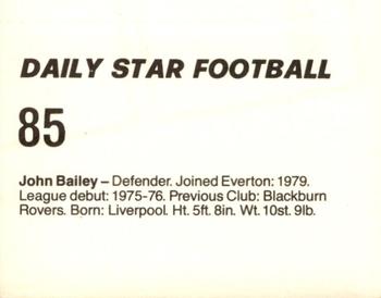 1980-81 Daily Star Football #85 John Bailey Back