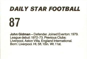 1980-81 Daily Star Football #87 John Gidman Back