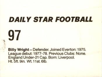 1980-81 Daily Star Football #97 Billy Wright Back