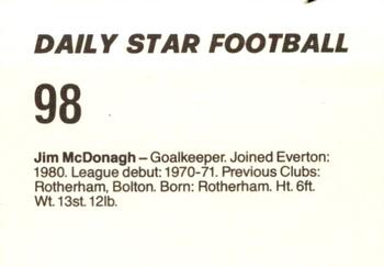1980-81 Daily Star Football #98 Jim McDonagh Back