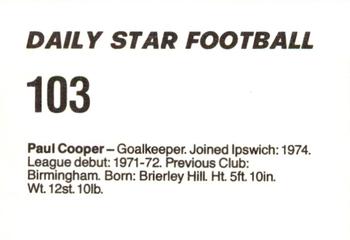 1980-81 Daily Star Football #103 Paul Cooper Back