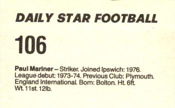 1980-81 Daily Star Football #106 Paul Mariner Back
