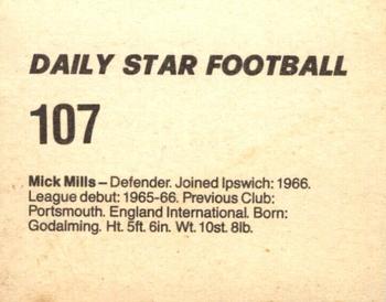 1980-81 Daily Star Football #107 Mick Mills Back