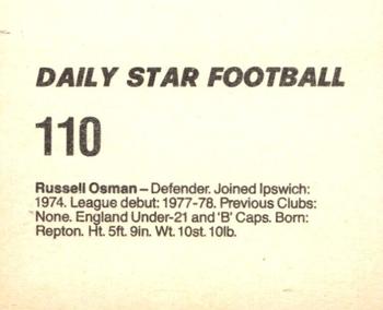 1980-81 Daily Star Football #110 Russell Osman Back