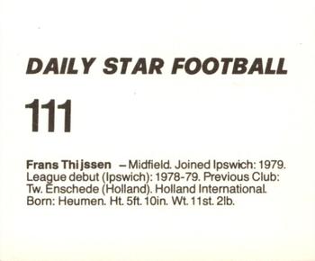 1980-81 Daily Star Football #111 Frans Thijssen Back