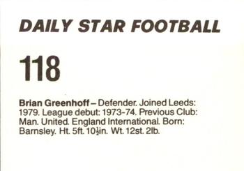 1980-81 Daily Star Football #118 Brian Greenhoff Back