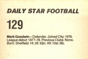 1980-81 Daily Star Football #129 Mark Goodwin Back