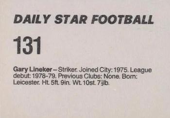 1980-81 Daily Star Football #131 Gary Lineker Back