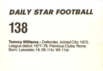 1980-81 Daily Star Football #138 Tommy Williams Back