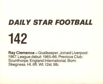 1980-81 Daily Star Football #142 Ray Clemence Back
