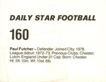 1980-81 Daily Star Football #160 Paul Futcher Back