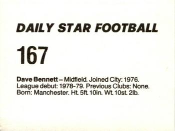 1980-81 Daily Star Football #167 Dave Bennett Back