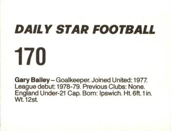 1980-81 Daily Star Football #170 Gary Bailey Back