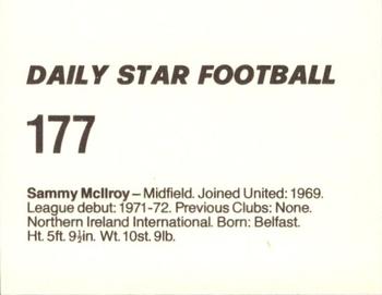 1980-81 Daily Star Football #177 Sammy McIlroy Back