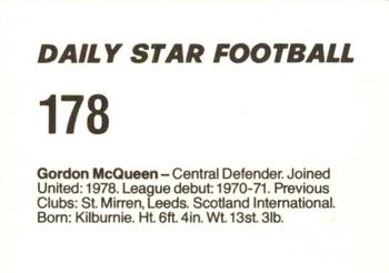 1980-81 Daily Star Football #178 Gordon McQueen Back