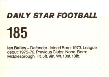 1980-81 Daily Star Football #185 Ian Bailey Back