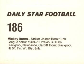 1980-81 Daily Star Football #186 Micky Burns Back
