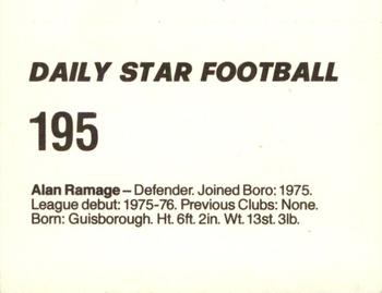 1980-81 Daily Star Football #195 Alan Ramage Back