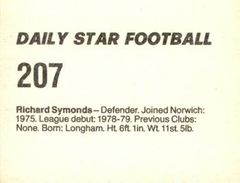 1980-81 Daily Star Football #207 Richard Symonds Back