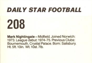 1980-81 Daily Star Football #208 Mark Nightingale Back