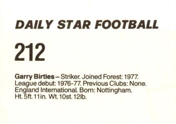 1980-81 Daily Star Football #212 Garry Birtles Back