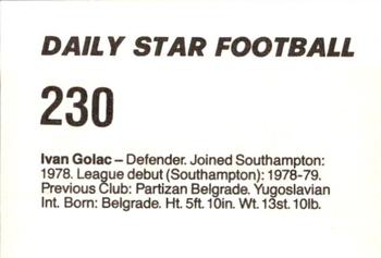 1980-81 Daily Star Football #230 Ivan Golac Back
