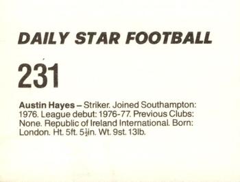 1980-81 Daily Star Football #231 Austin Hayes Back