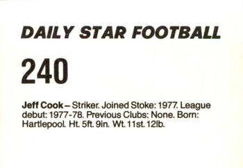 1980-81 Daily Star Football #240 Jeff Cook Back