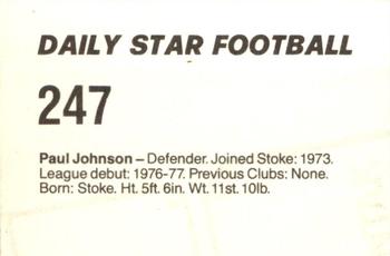 1980-81 Daily Star Football #247 Paul Johnson Back