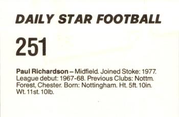 1980-81 Daily Star Football #251 Paul Richardson Back