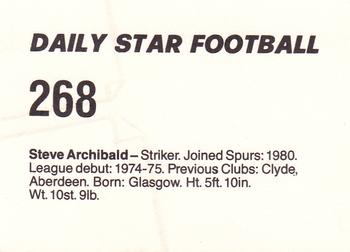 1980-81 Daily Star Football #268 Steve Archibald Back