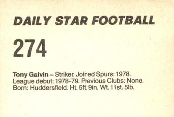 1980-81 Daily Star Football #274 Tony Galvin Back