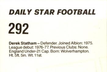 1980-81 Daily Star Football #292 Derek Statham Back