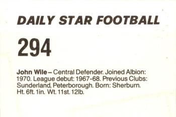 1980-81 Daily Star Football #294 John Wile Back