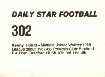1980-81 Daily Star Football #302 Kenny Hibbitt Back