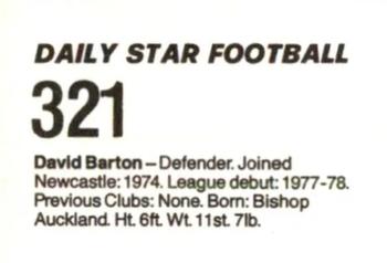 1980-81 Daily Star Football #321 David Barton Back