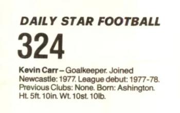 1980-81 Daily Star Football #324 Kevin Carr Back