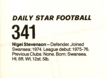 1980-81 Daily Star Football #341 Nigel Stevenson Back