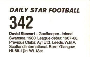 1980-81 Daily Star Football #342 David Stewart Back