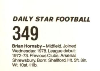 1980-81 Daily Star Football #349 Brian Hornsby Back