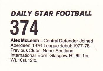 1980-81 Daily Star Football #374 Alex McLeish Back