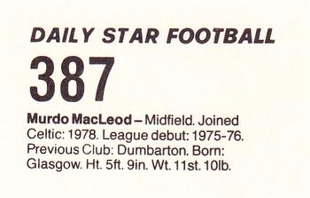 1980-81 Daily Star Football #387 Murdo MacLeod Back